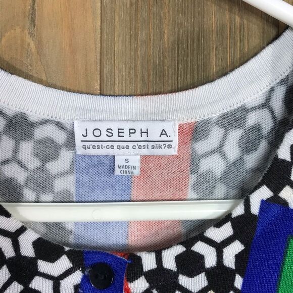 Joseph A Womens Cardigan Sweater Geometric Hive Print Stretch Size Small - Picture 5 of 16